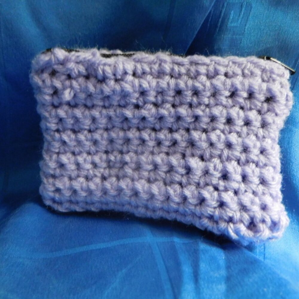 New Lavender crocheted change purse with zipper and keyring